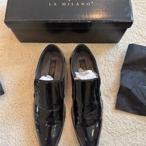 La Milano Men's Bart Patent Black Loafers